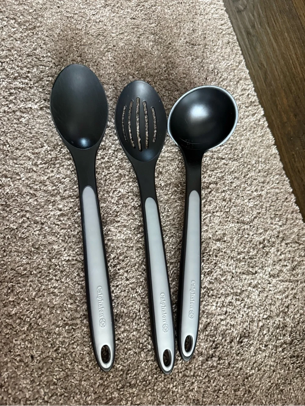 Calphalon Black and Gray 3-Piece Serving Spoon Set